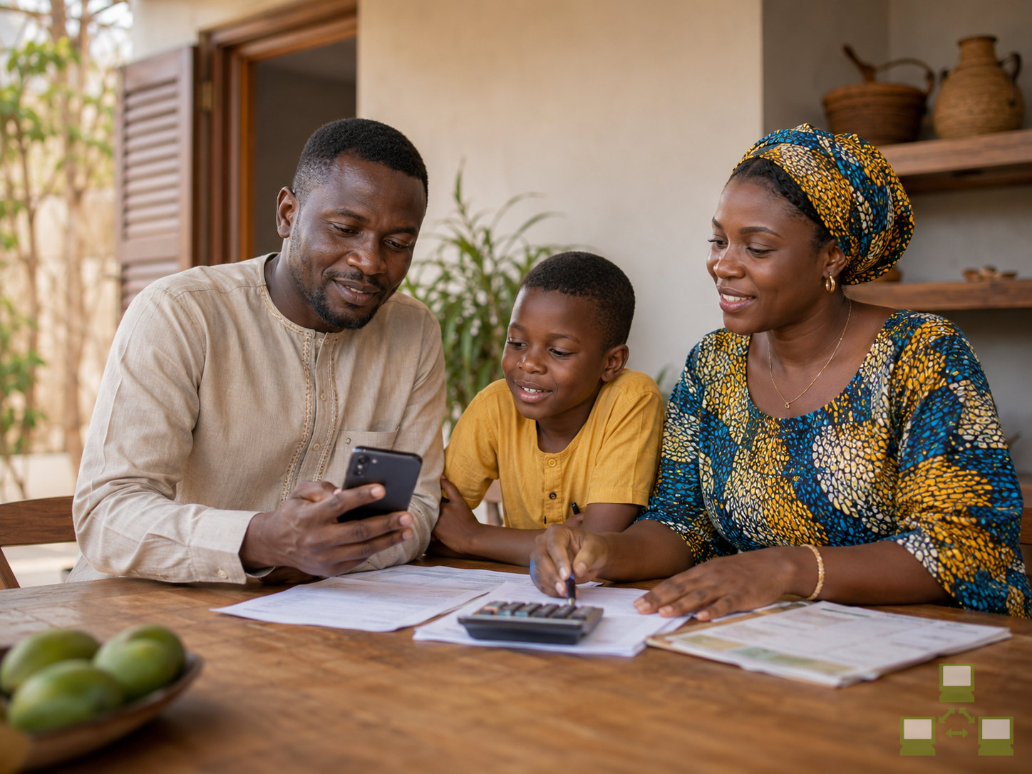 Une famille prépare son budget de rentrée avec la BPBF
